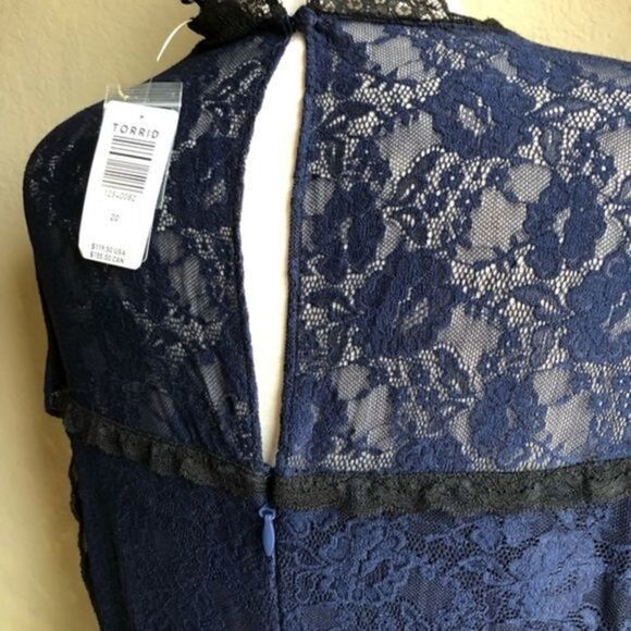 Torrid navy with black trim lace sweetheart keyhole back shift dress 20 - Picture 9 of 11